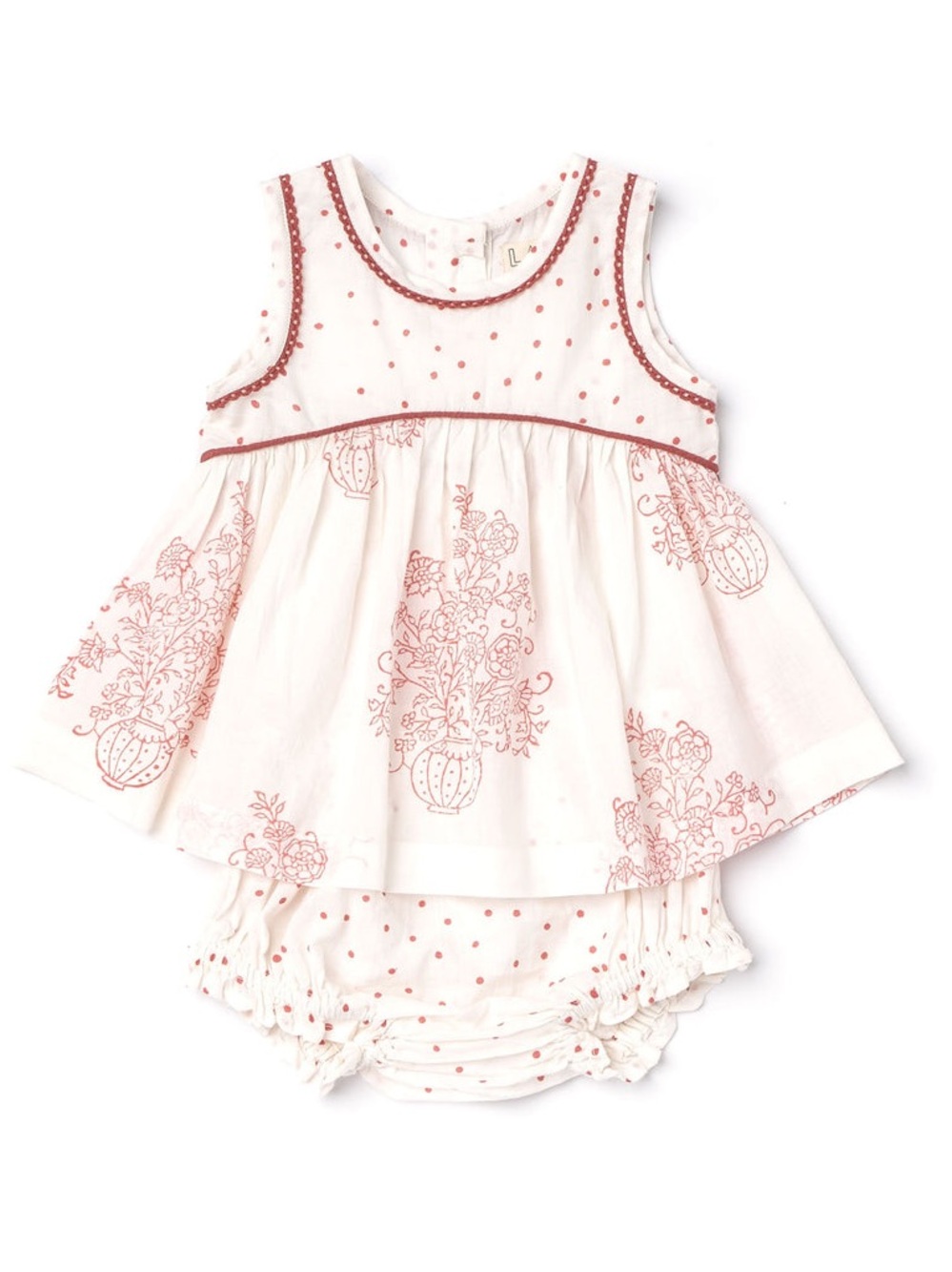 Lali Floral and Polka Dot Top & Matching Diaper Cover Set